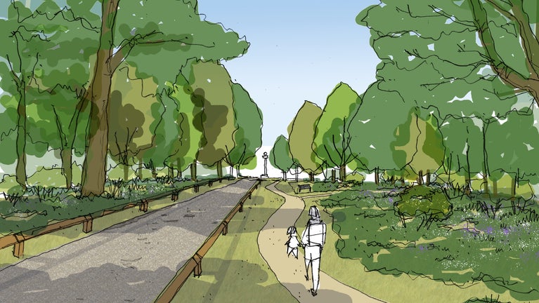 Example illustration of Monument Drive in the future